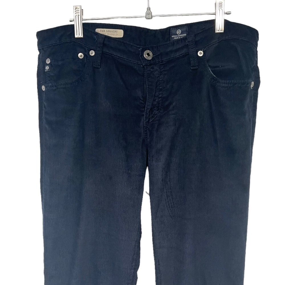 Adriano Goldschmeid Night Blue Feather Corduroy Super Skinny Leggings Pants - Picture 7 of 16